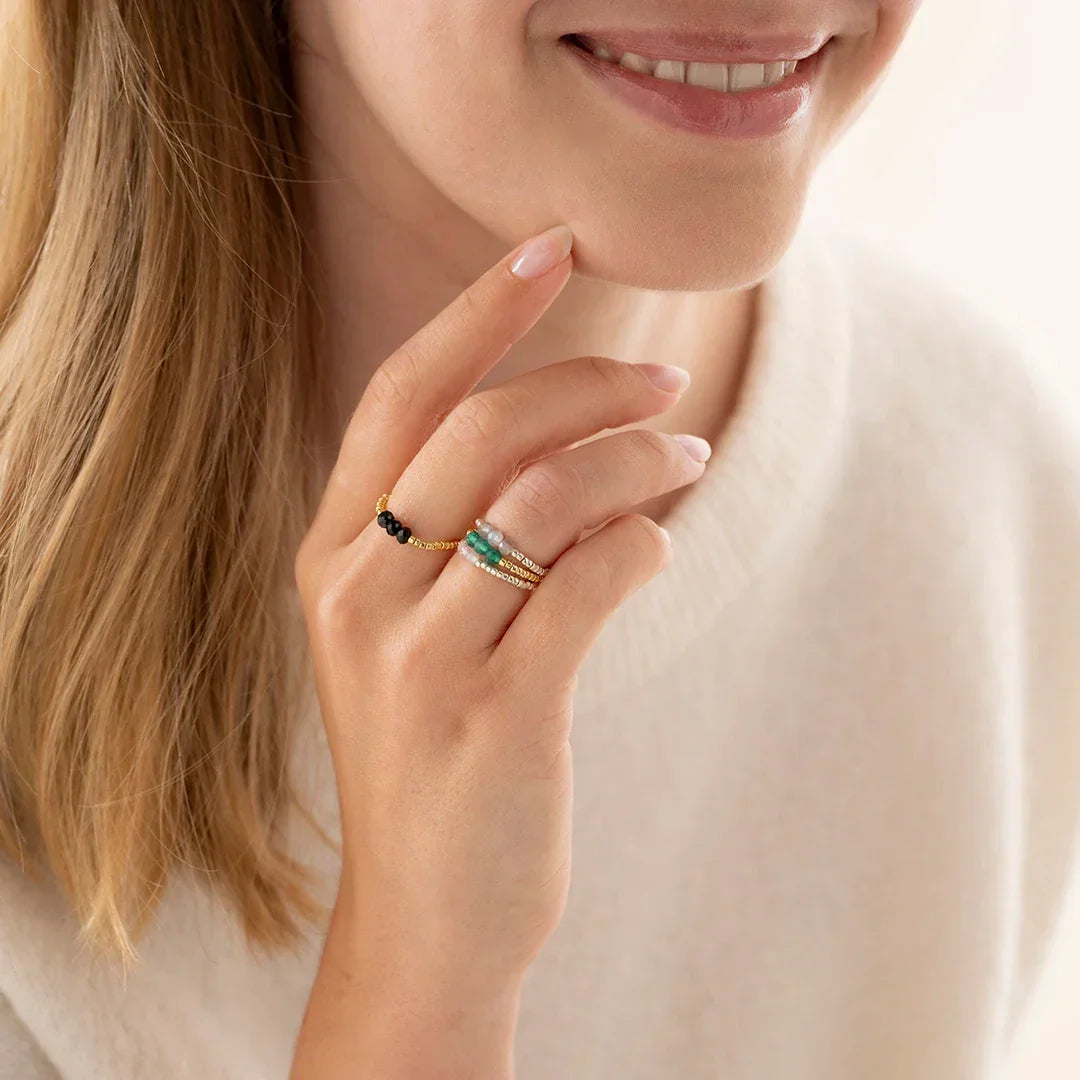 Clarity Aventurine Ring Gold Colored