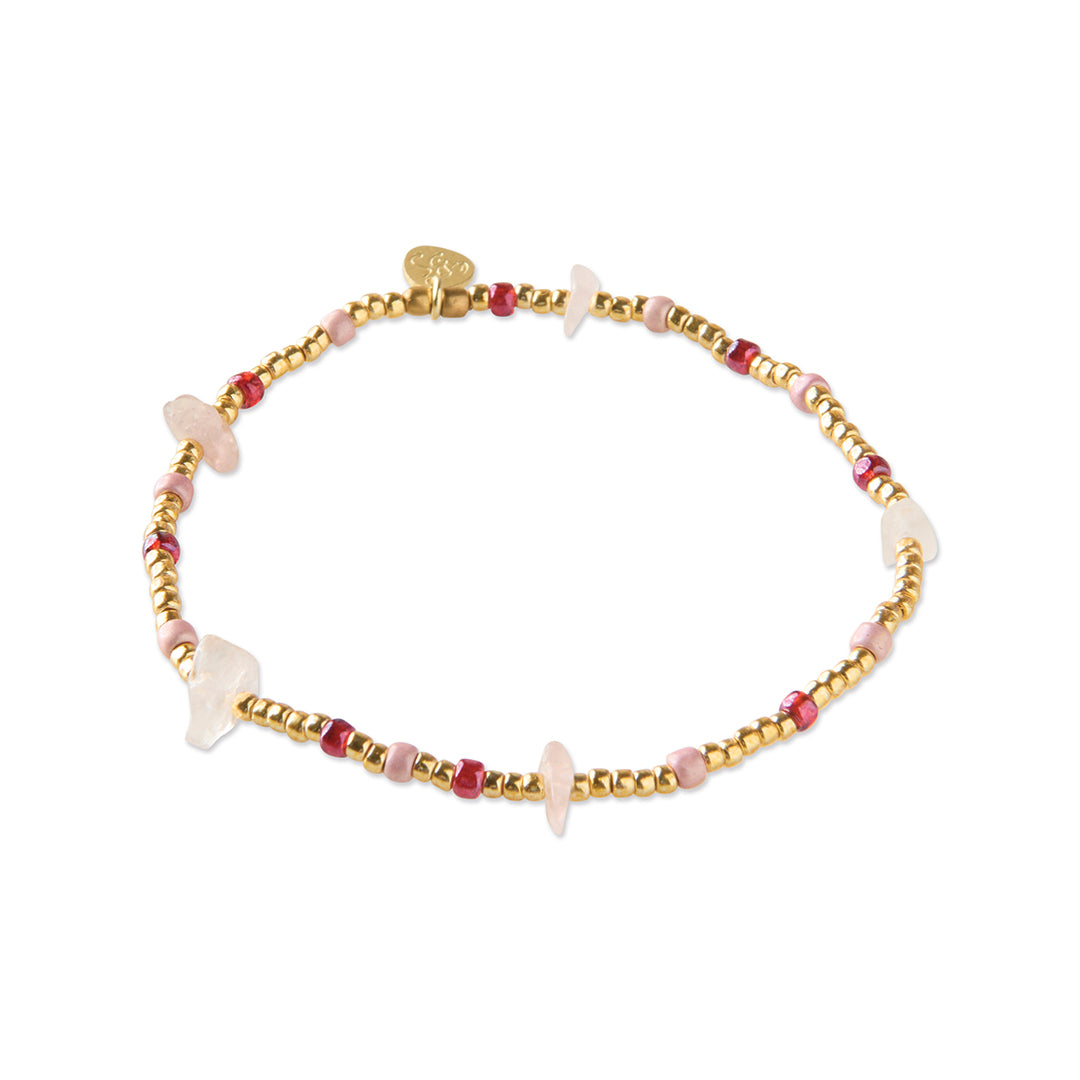 Flashy Rosenquarz goldfarbiges Armband