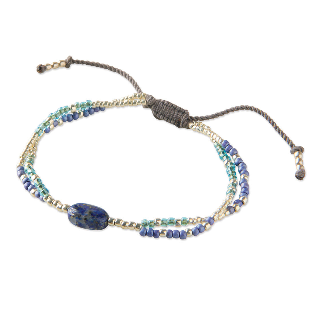 Shining Lapis Lazuli Bracelet Silver Colored