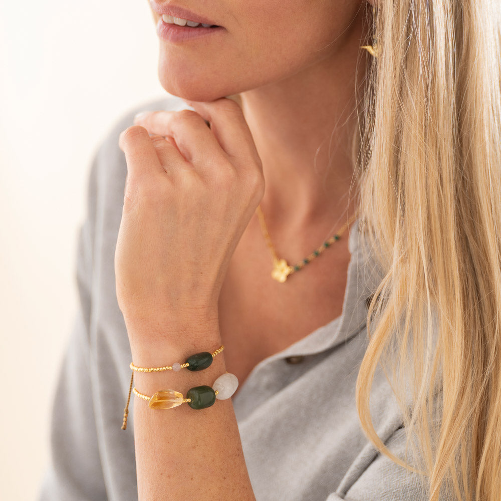 Surprise Aventurijn Rozenkwarts Goudkleurige Armband