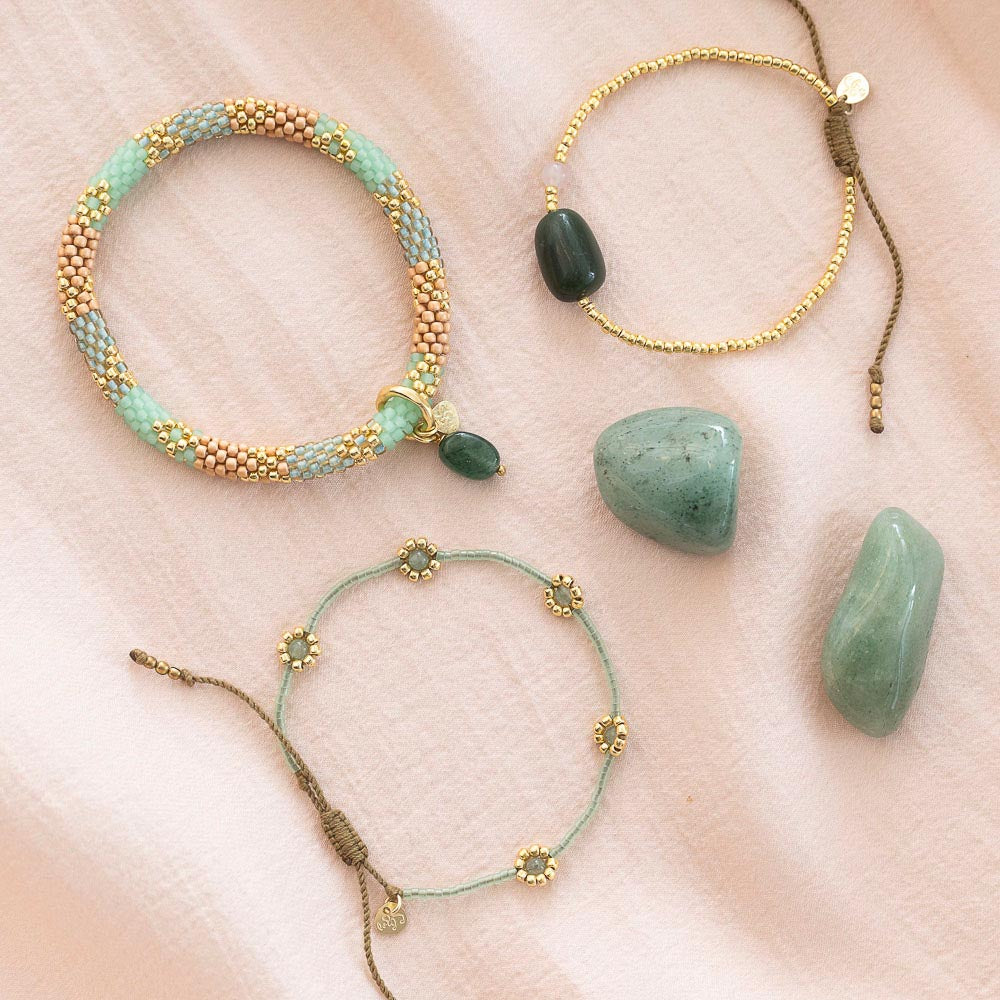 Surprise Aventurijn Rozenkwarts Goudkleurige Armband