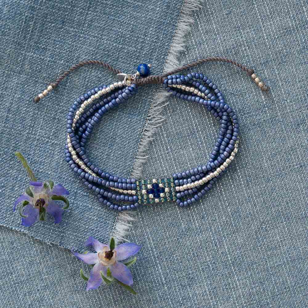 Field Lapislazuli silberfarbiges Armband