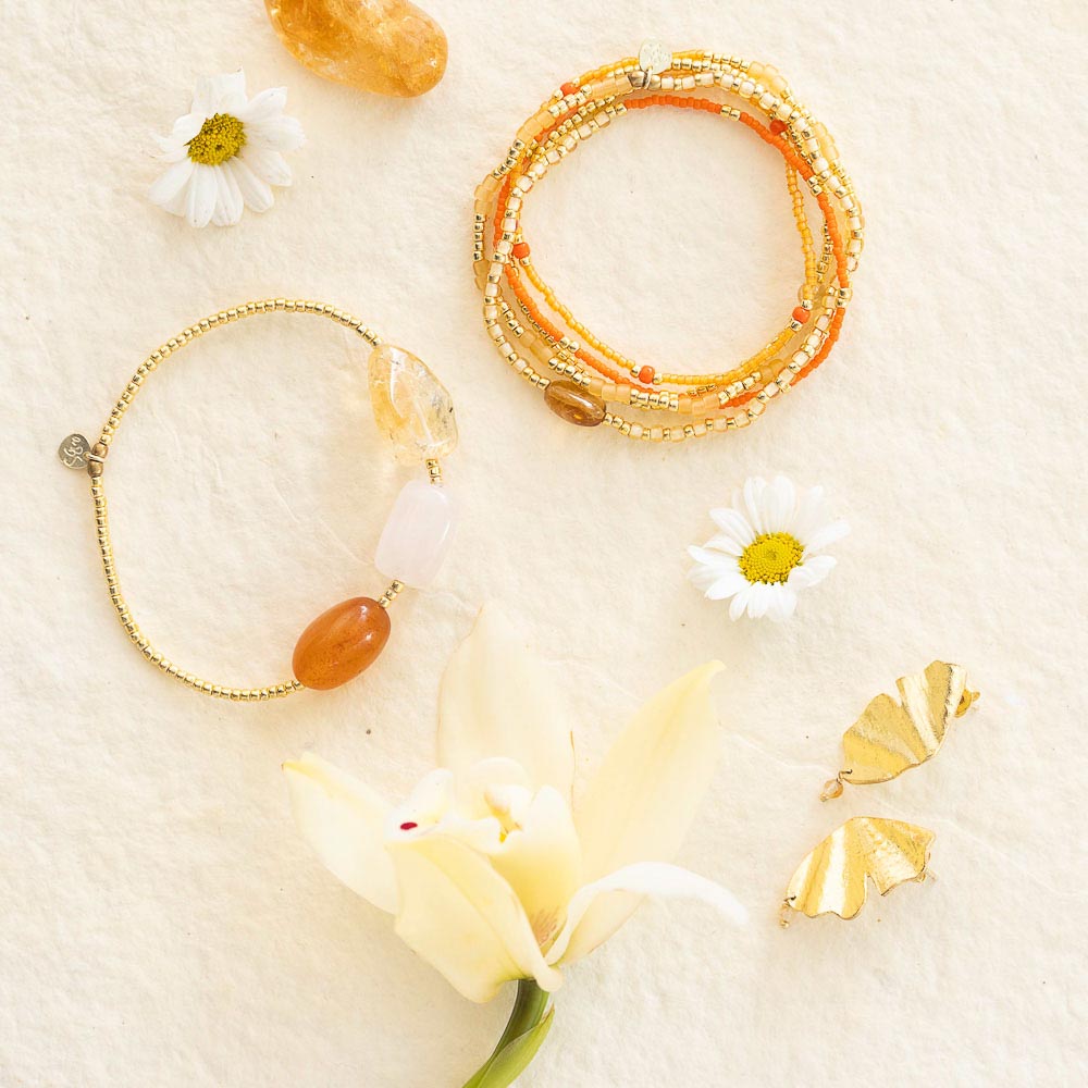 Desirable Carneool Mix Goudkleurige Armband