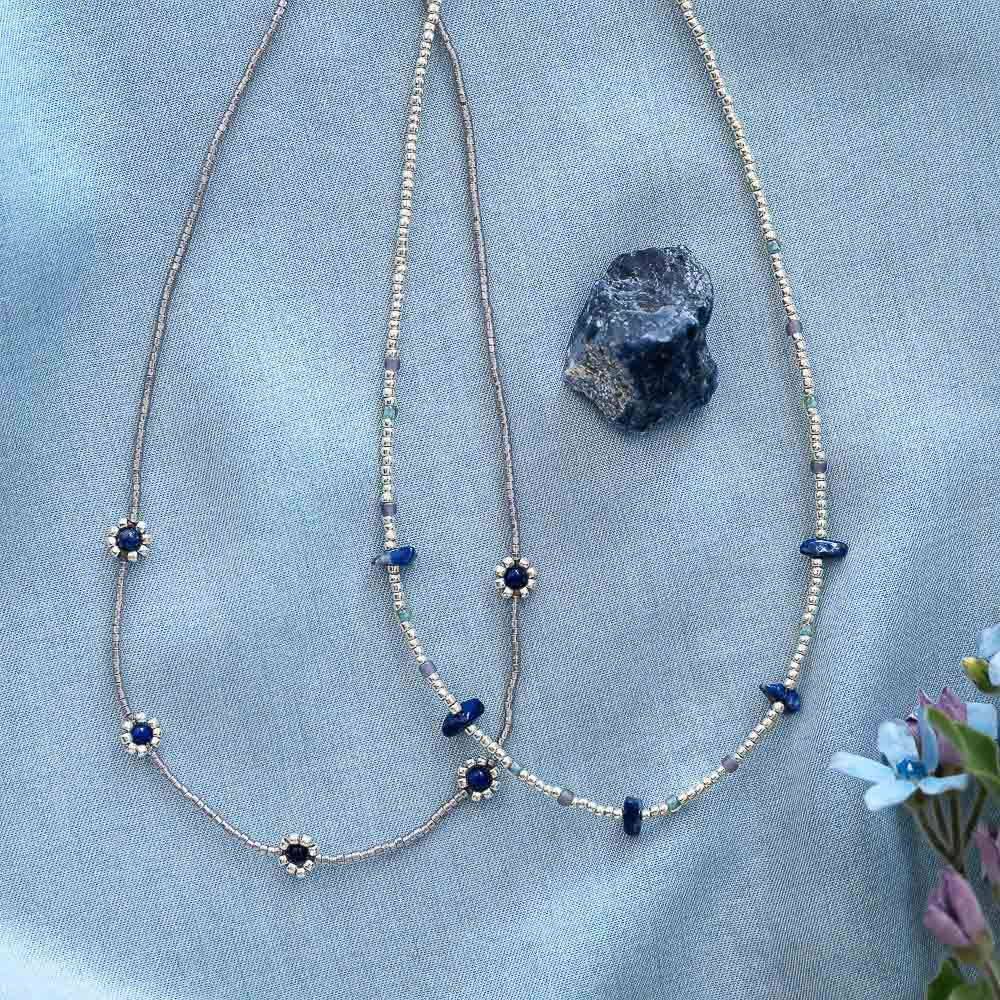 Flourish Lapis Lazuli Necklace Silver Colored