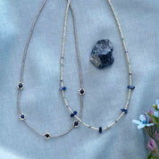 Flourish Lapis Lazuli Necklace Silver Colored