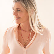 Flourish Rose Quartz Necklace Gold Colored