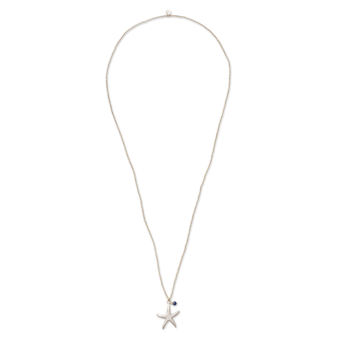 Paradise Lapis Lazuli Necklace Silver Colored