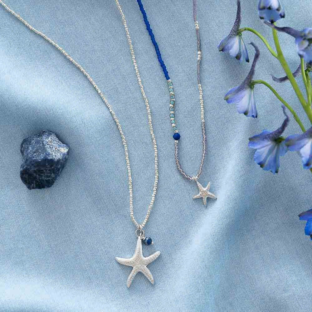 Paradise Lapis Lazuli Necklace Silver Colored