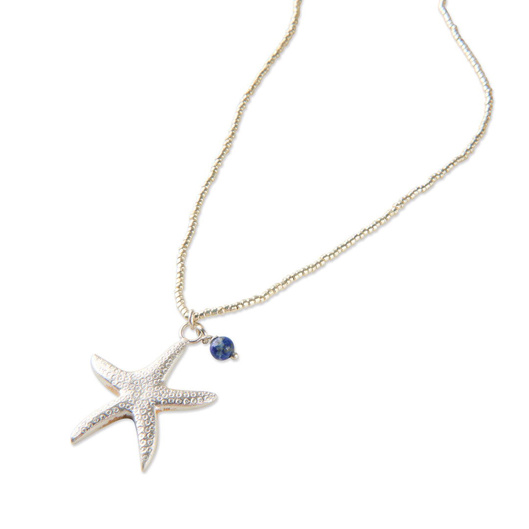 Paradise Lapis Lazuli Zilverkleurige Ketting