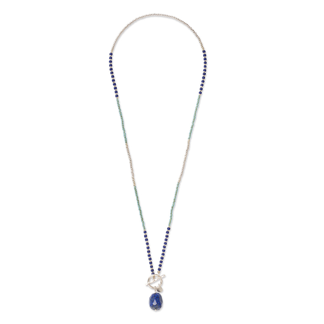 Secure Lapis Lazuli Necklace Silver Colored