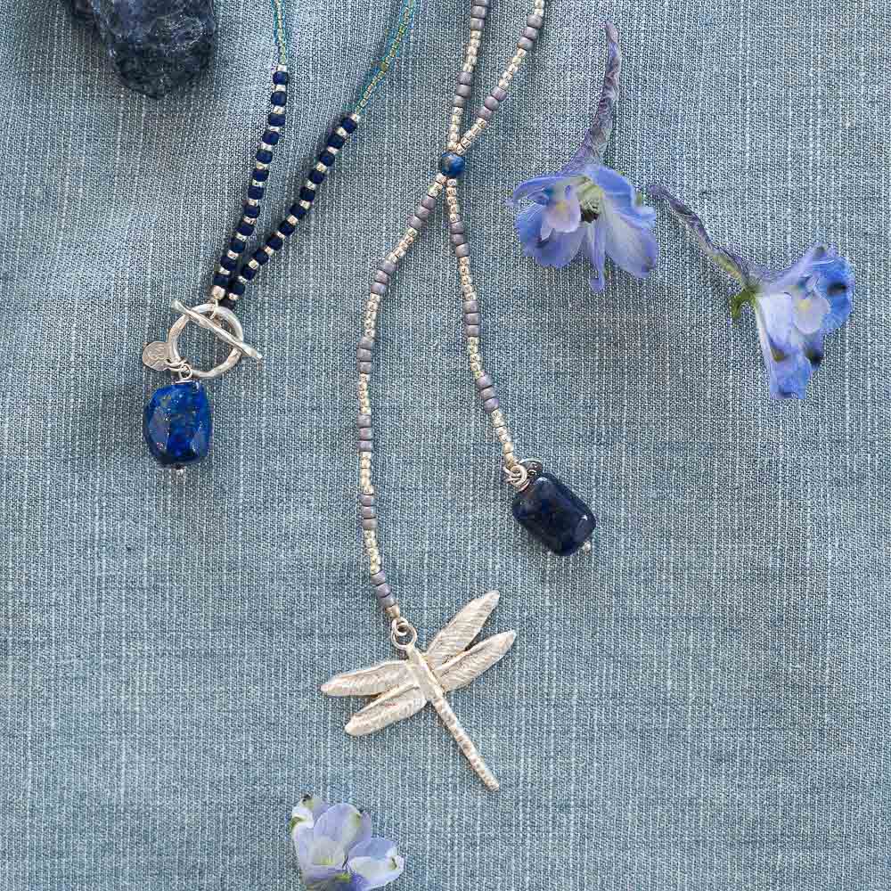 Secure Lapis Lazuli Necklace Silver Colored