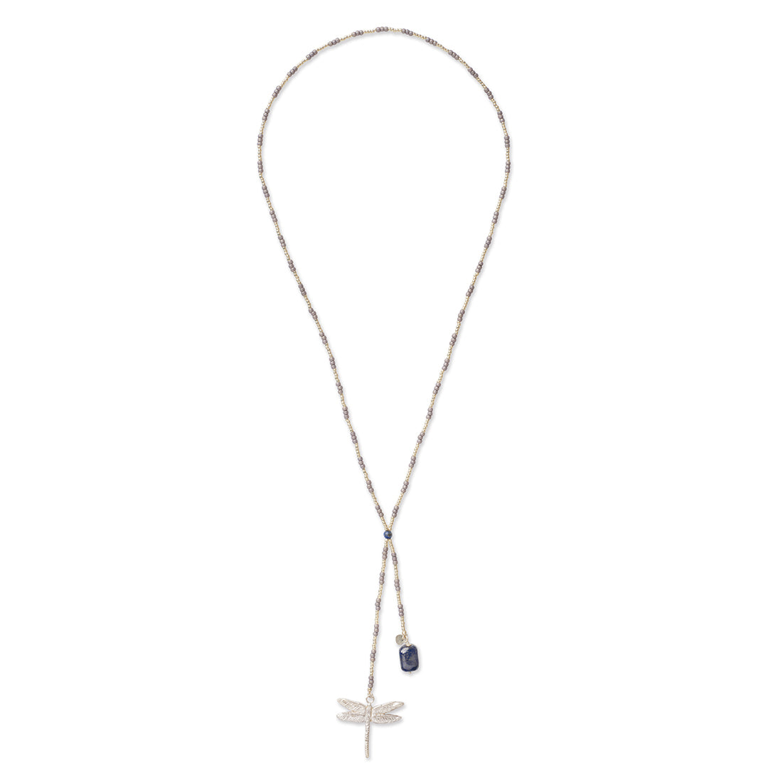 Entire Lapislazuli silberfarbige Halskette