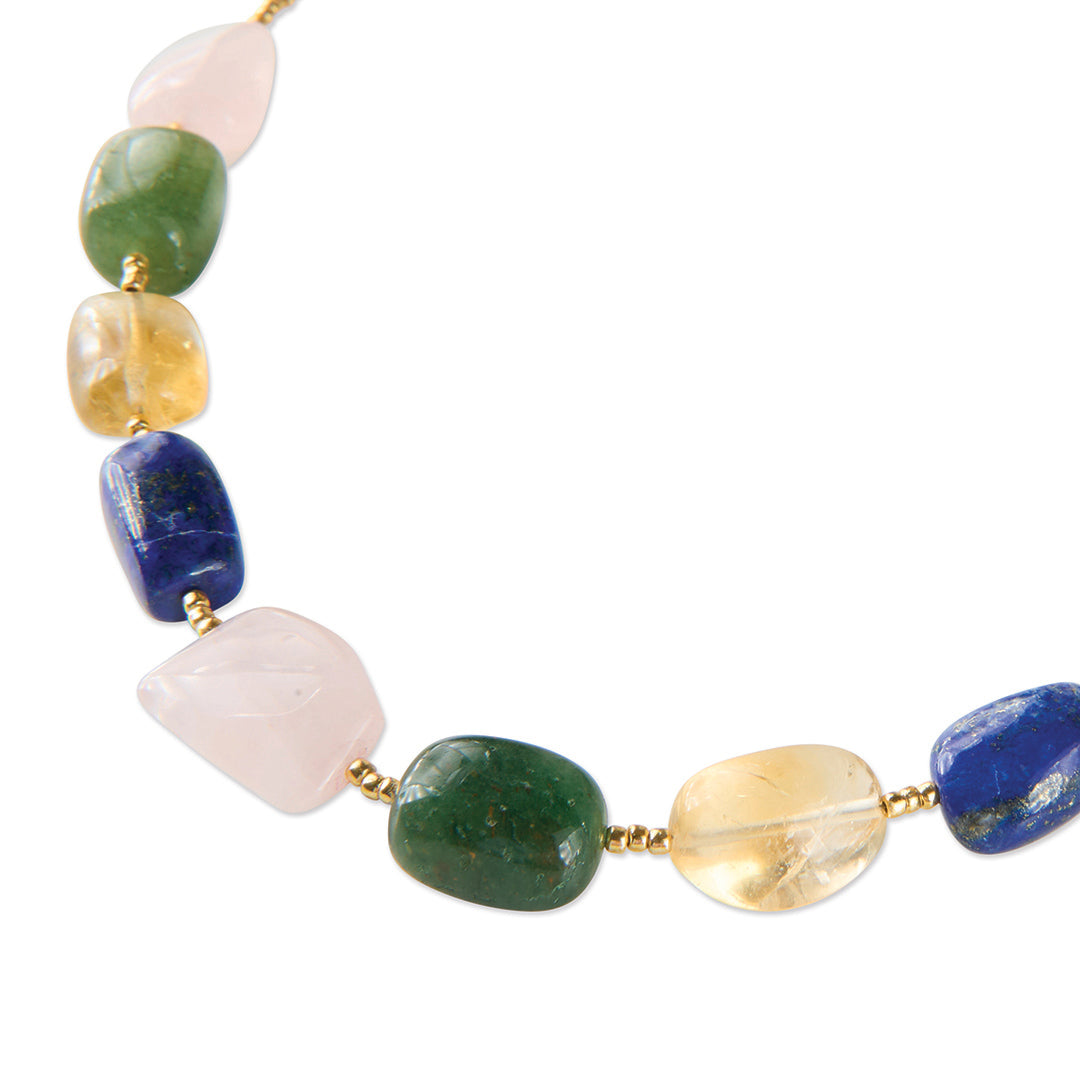 Excessive Rose Quartz Mix Necklace Gold Colored