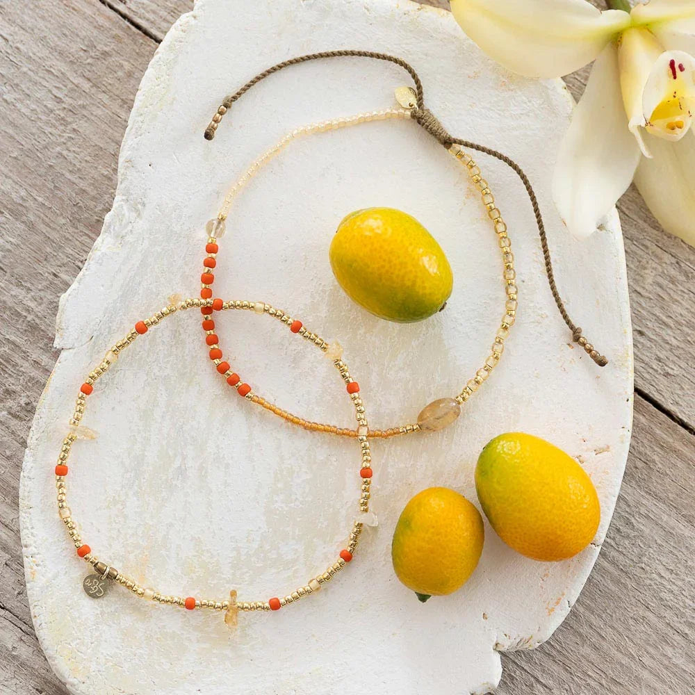 Thoughtful Citrien Goudkleurig Enkelbandje