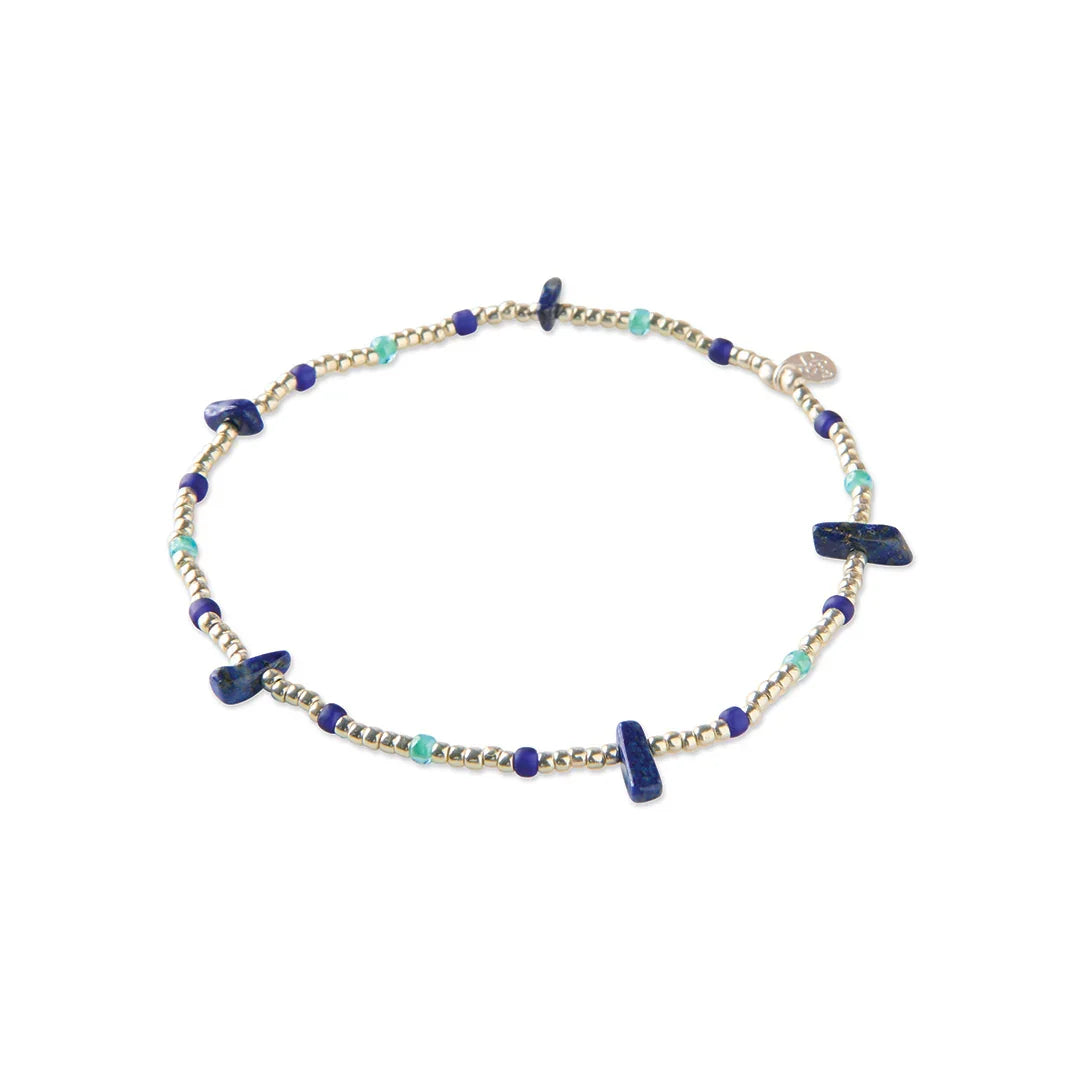 Thoughtful Lapis Lazuli Zilverkleurig Enkelbandje