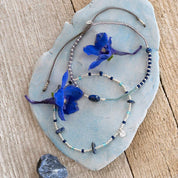 Thoughtful Lapis Lazuli Zilverkleurig Enkelbandje