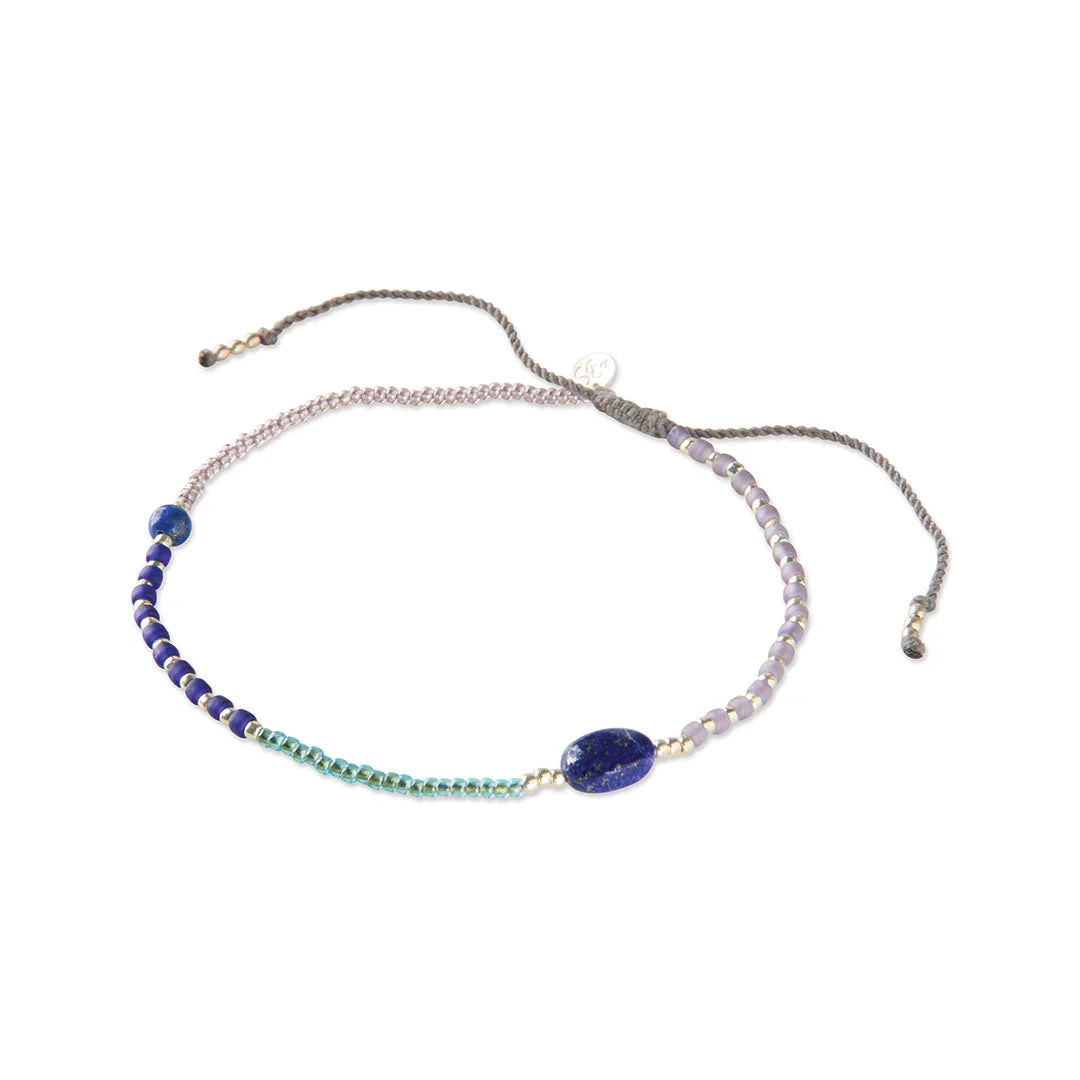 Liberation Lapis Lazuli Zilverkleurig Enkelbandje