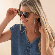 Enlighten Lapis Lazuli Zilverkleurige Brillenkoord