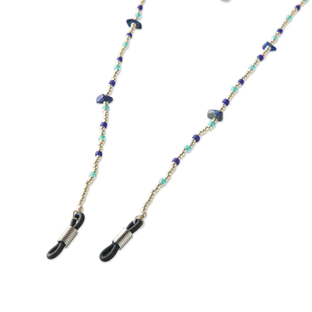 Enlighten Lapis Lazuli Zilverkleurige Brillenkoord