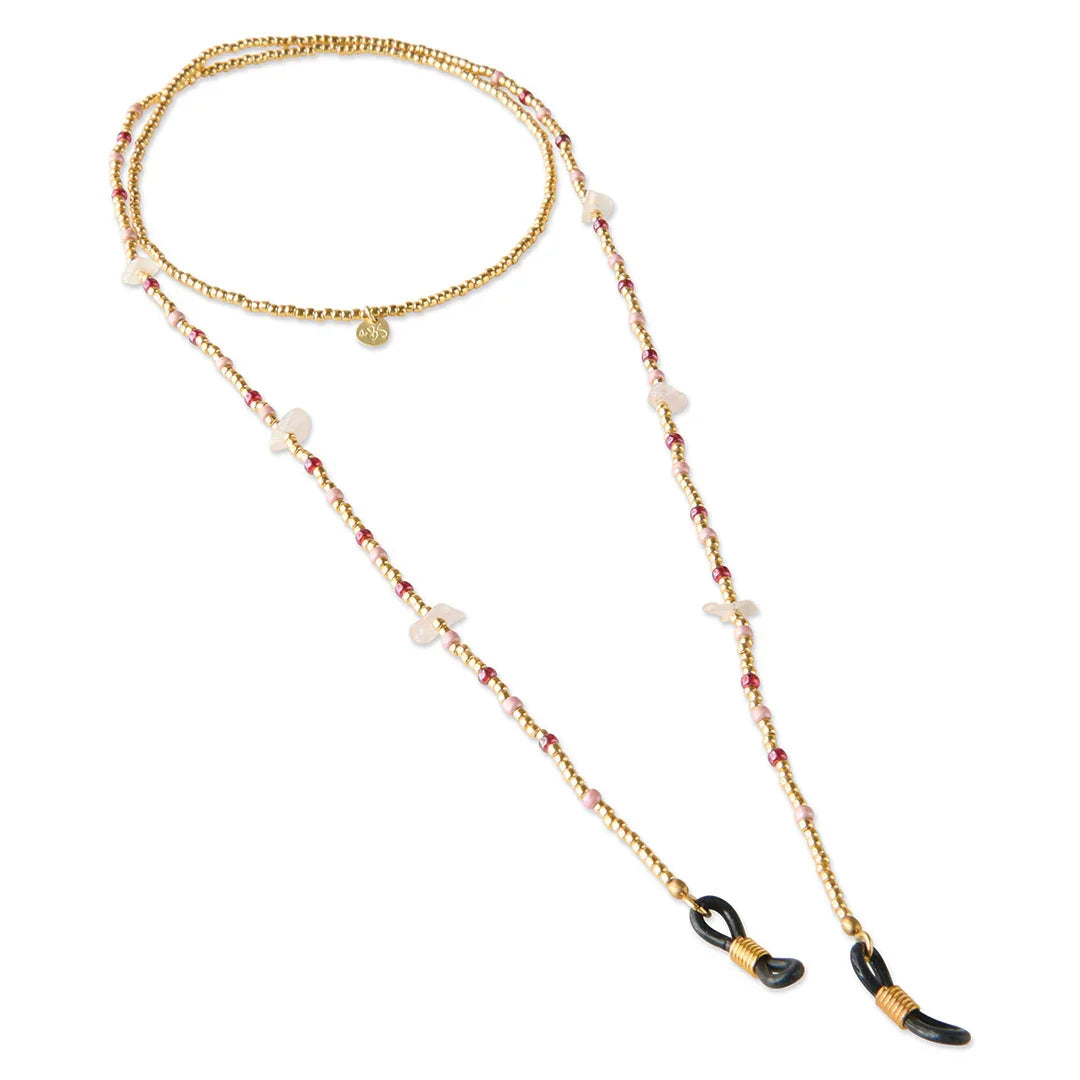 Enlighten Rosenquarz goldfarbige Brillenkette