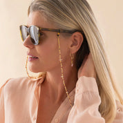 Enlighten Rosenquarz goldfarbige Brillenkette