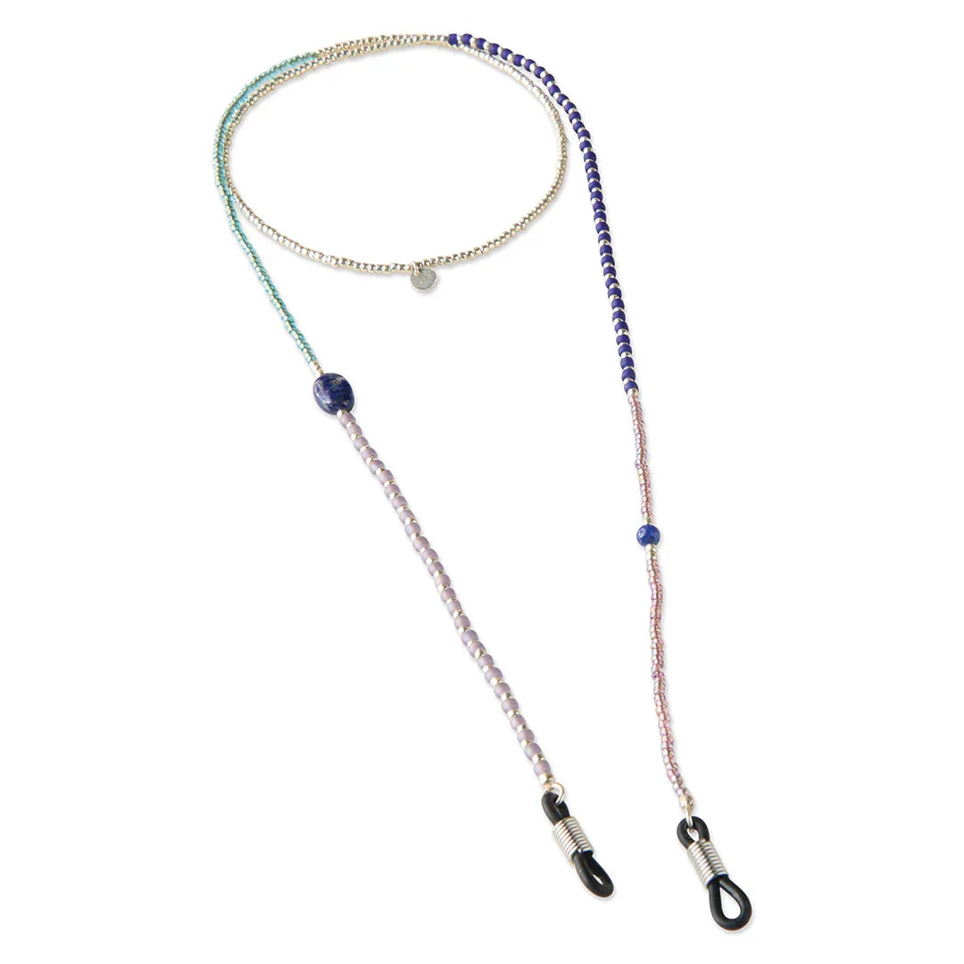 Unified Lapis Lazuli Zilverkleurige Brillenkoord