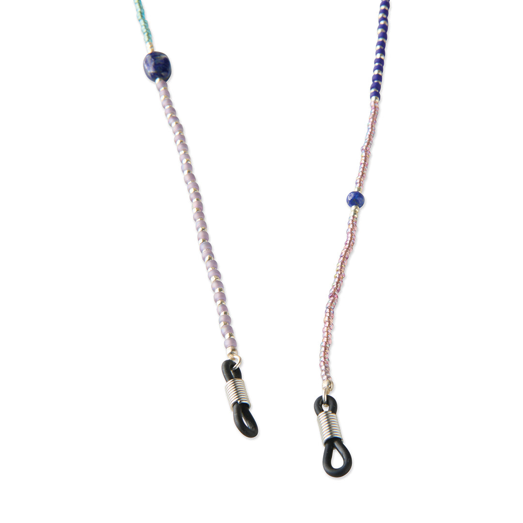 Unified Lapislazuli silberfarbige Brillenkette
