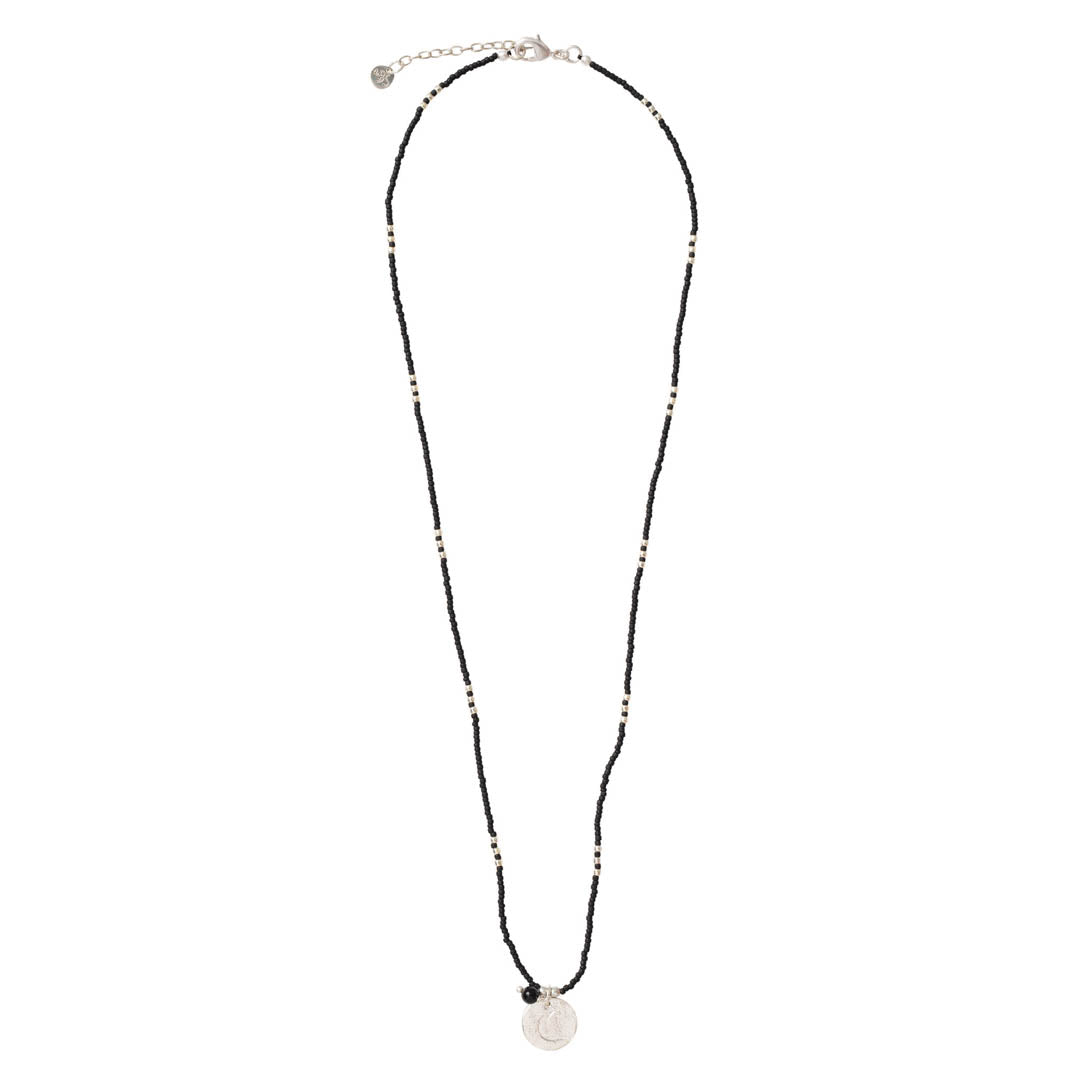 Timeless Zwarte Onyx Zilverkleurige Ketting