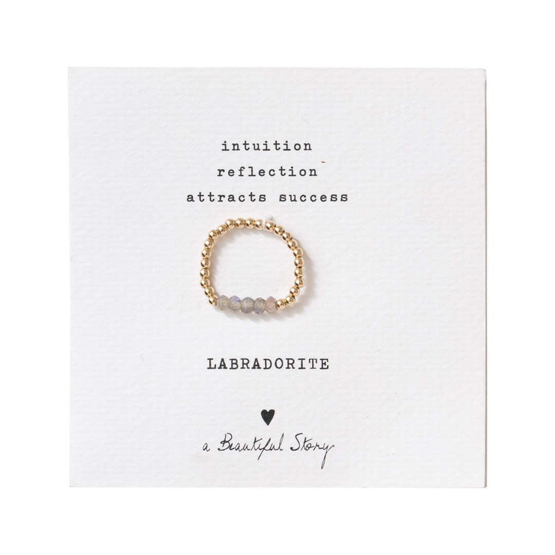 Beauty Labradoriet Goudkleurige Ring - S/M