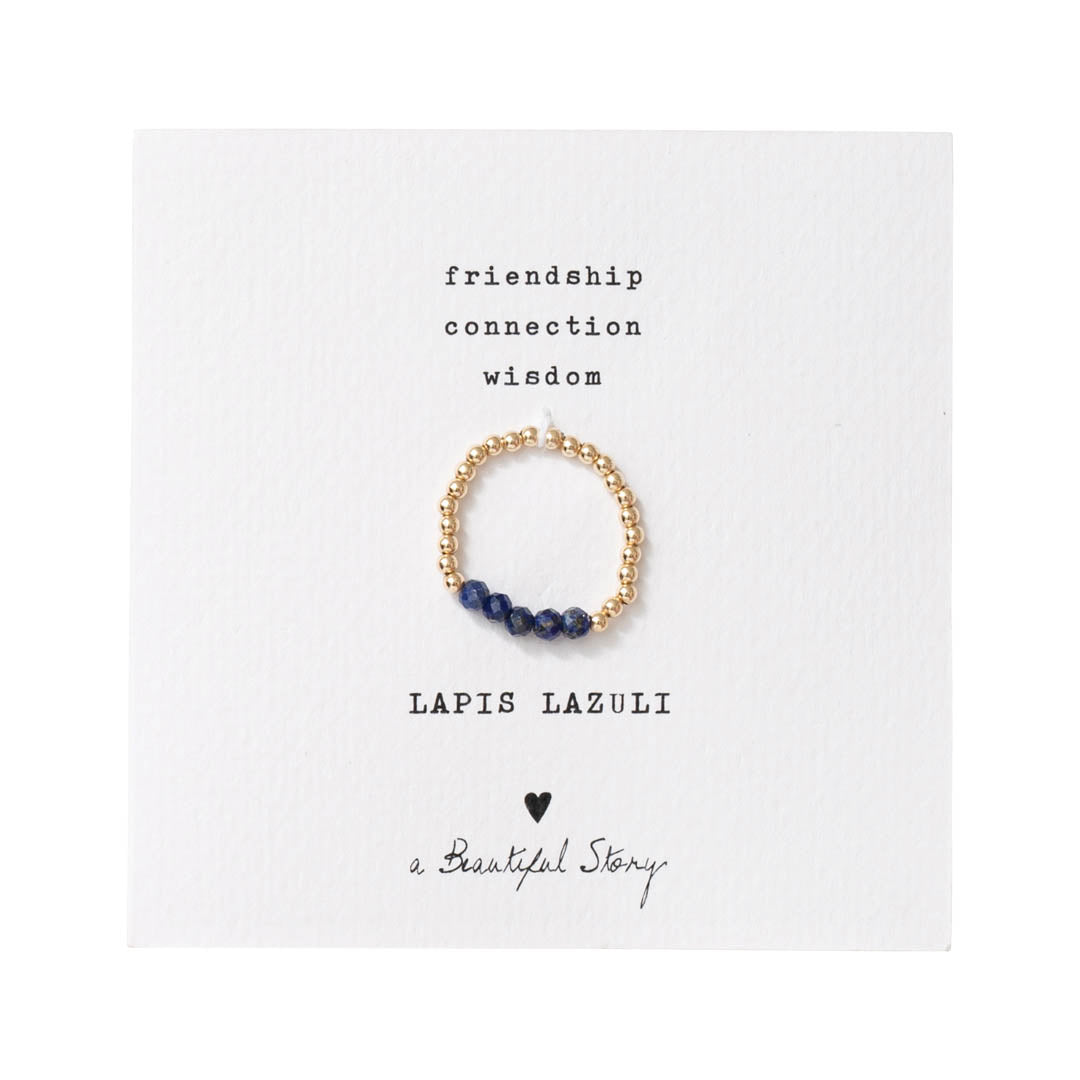 Beauty Lapis Lazuli Goudkleurige Ring - S/M