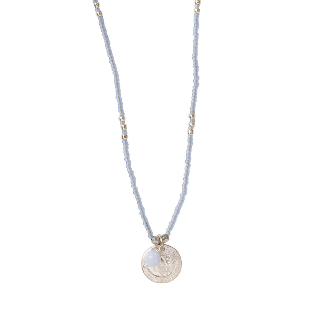 Timeless Blauwe Agaat Zilverkleurige Ketting