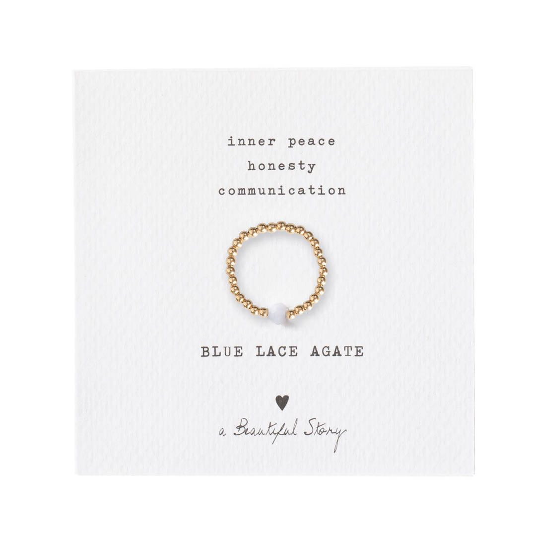 Sparkle Blauwe Agaat Goudkleurige Ring - M/L