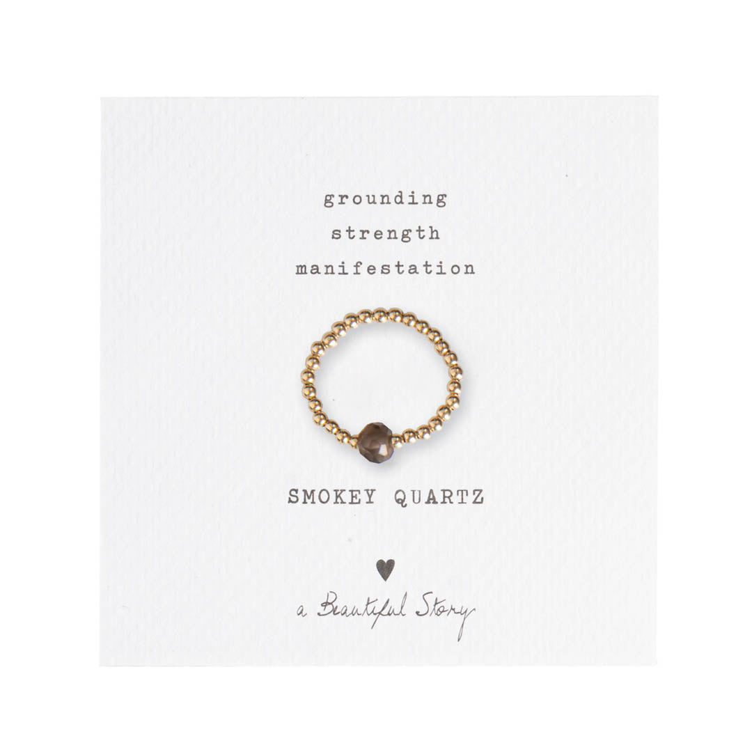 Sparkle Rauchquarz goldfarbiger Ring M/L