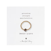 Sparkle Rauchquarz goldfarbiger Ring M/L