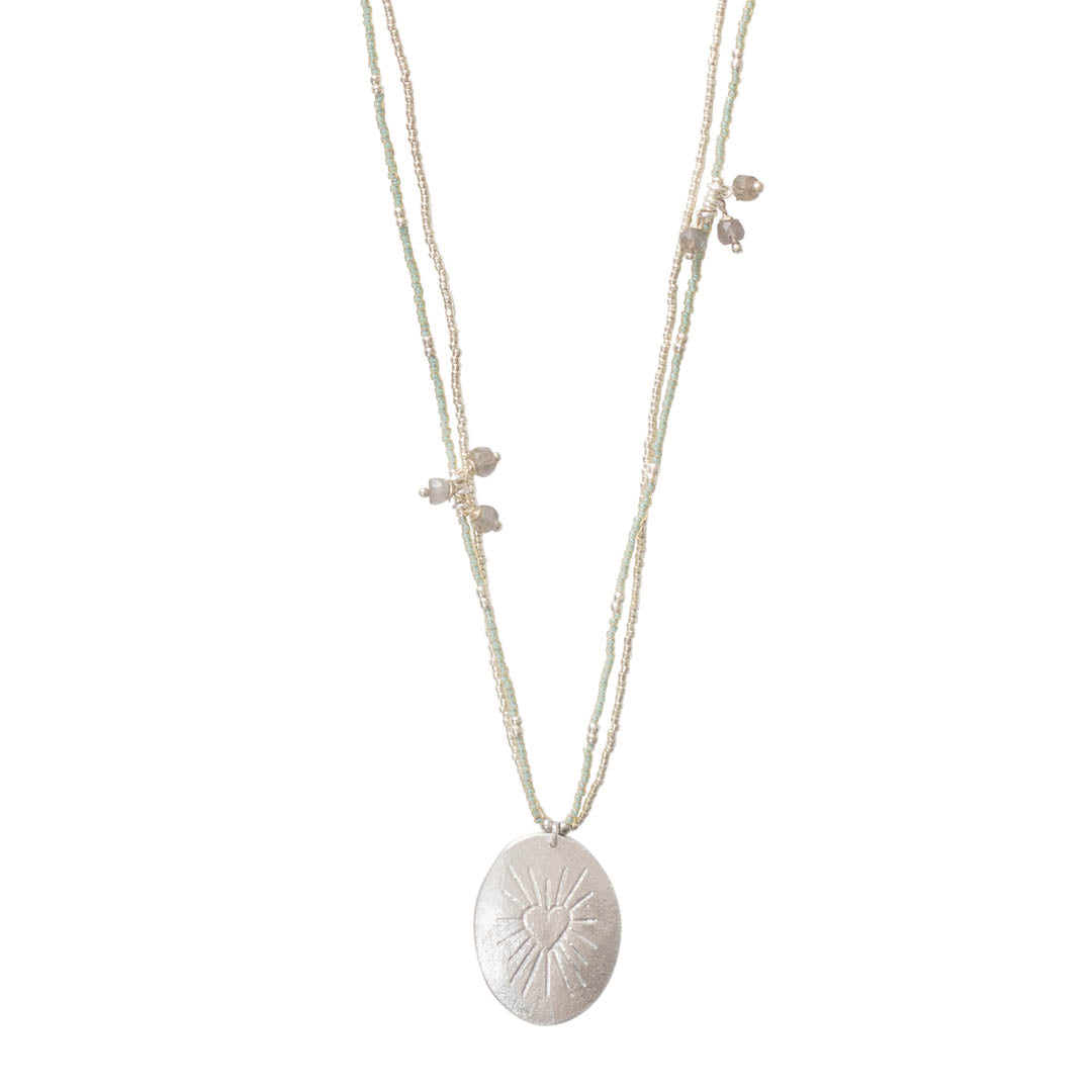 Courage Labradoriet Zilverkleurige Ketting