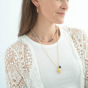 Fantasy Lapislazuli goldfarbige Halskette