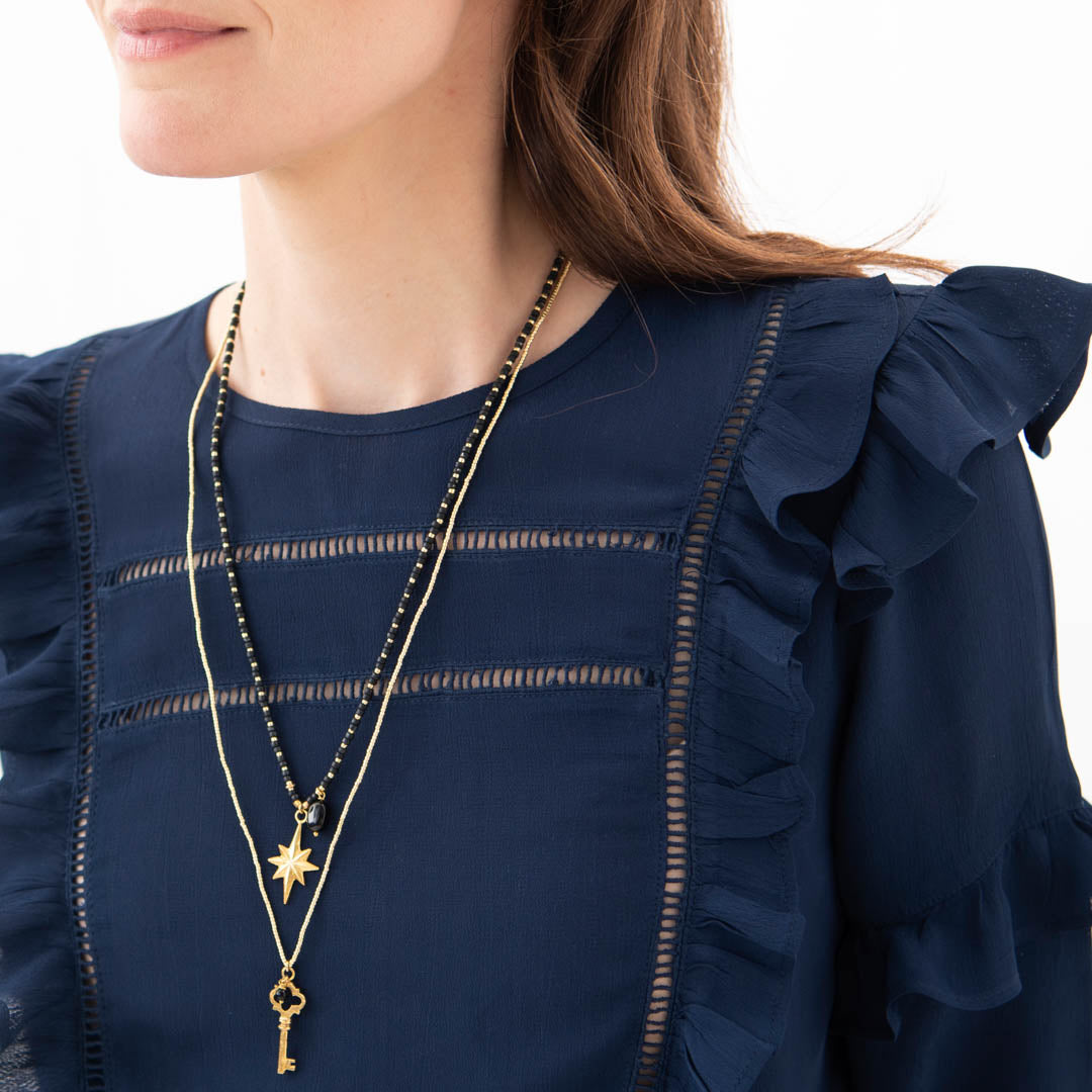 Fantasy Zwarte Onyx Goud Ketting