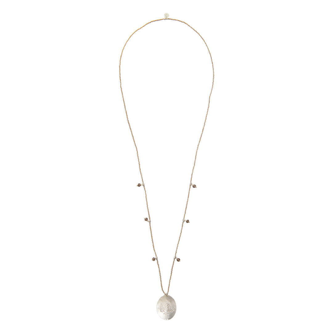 Feminine Rauchquarz Silber Halskette