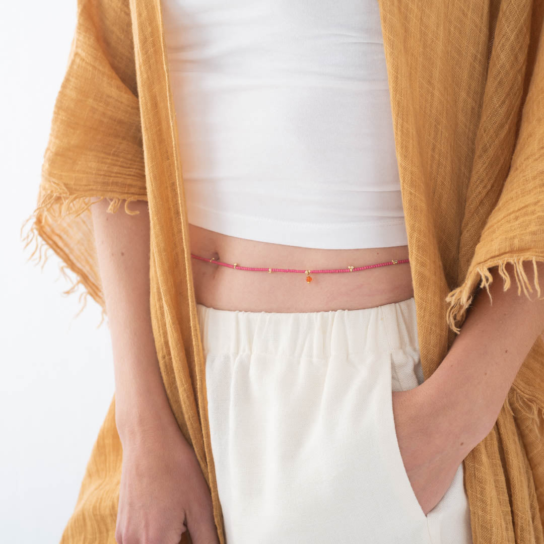 Festival Carneool Goudkleurige Body chain