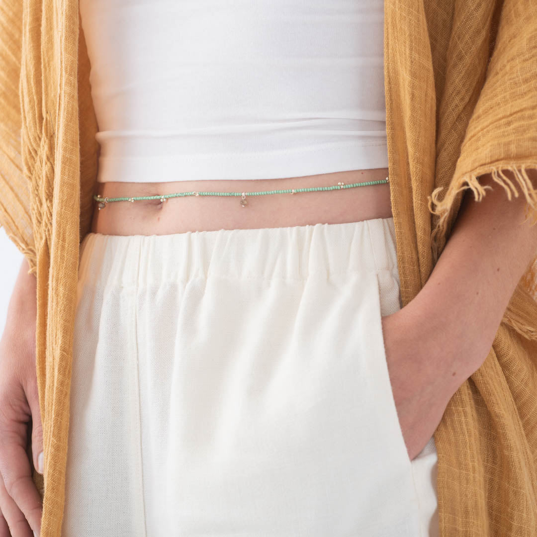 Festival Labradoriet Zilverkleurige Body chain