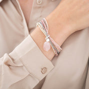 Nirmala Rosenquarz versilbertes Armband