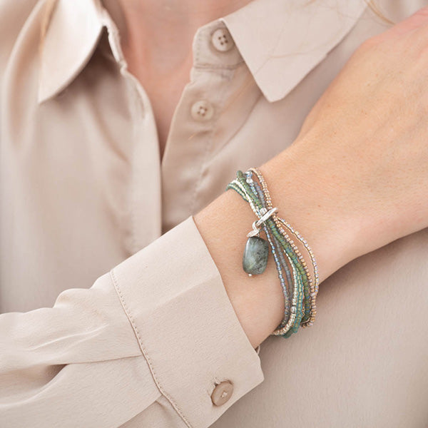 Nirmala Labradorit versilbertes Armband