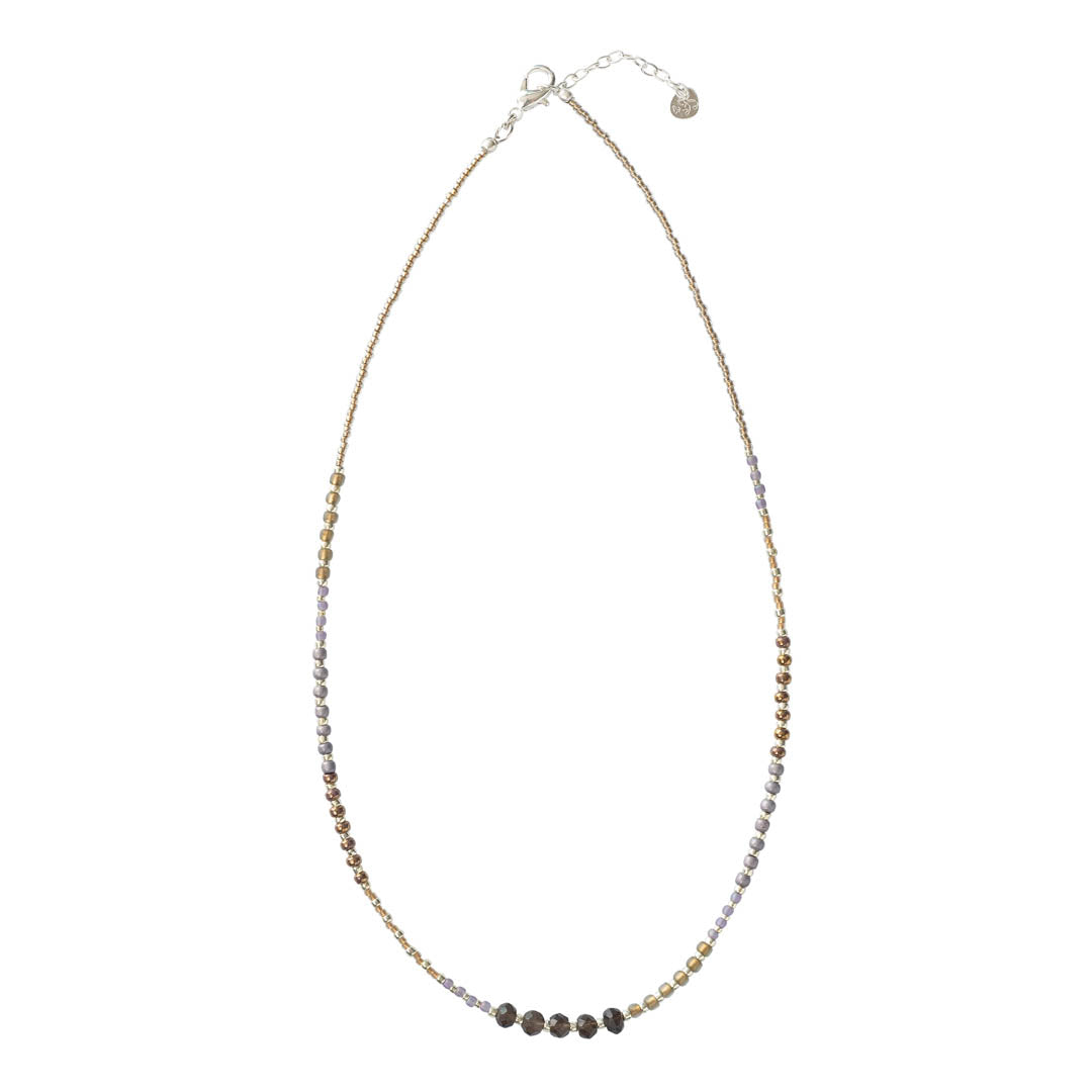 Golden Rookkwarts Zilver Ketting