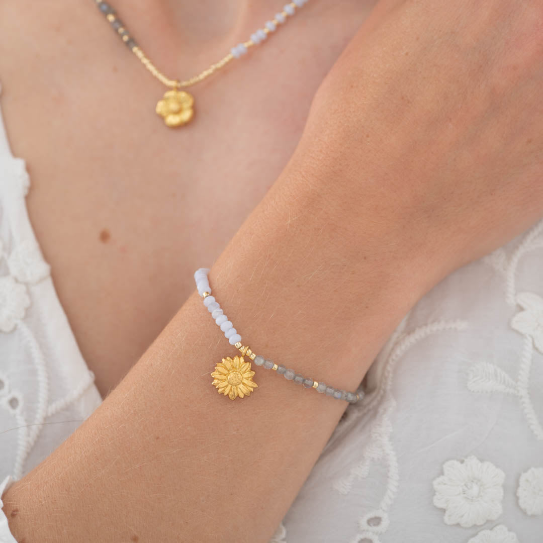 Impression Labradoriet Blauwe Agaat Goudkleurige Armband