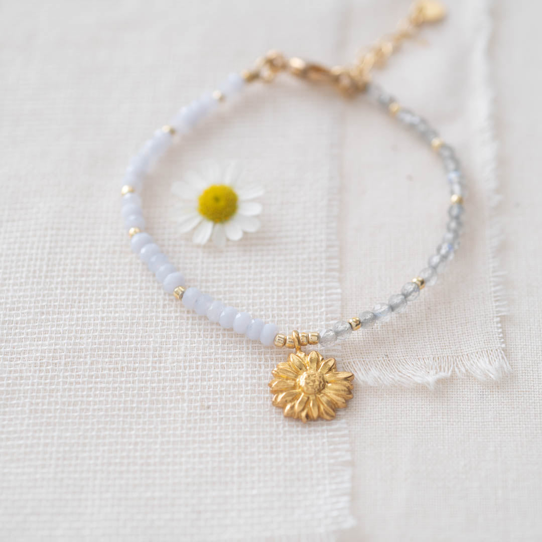 Impression Labradoriet Blauwe Agaat Goudkleurige Armband