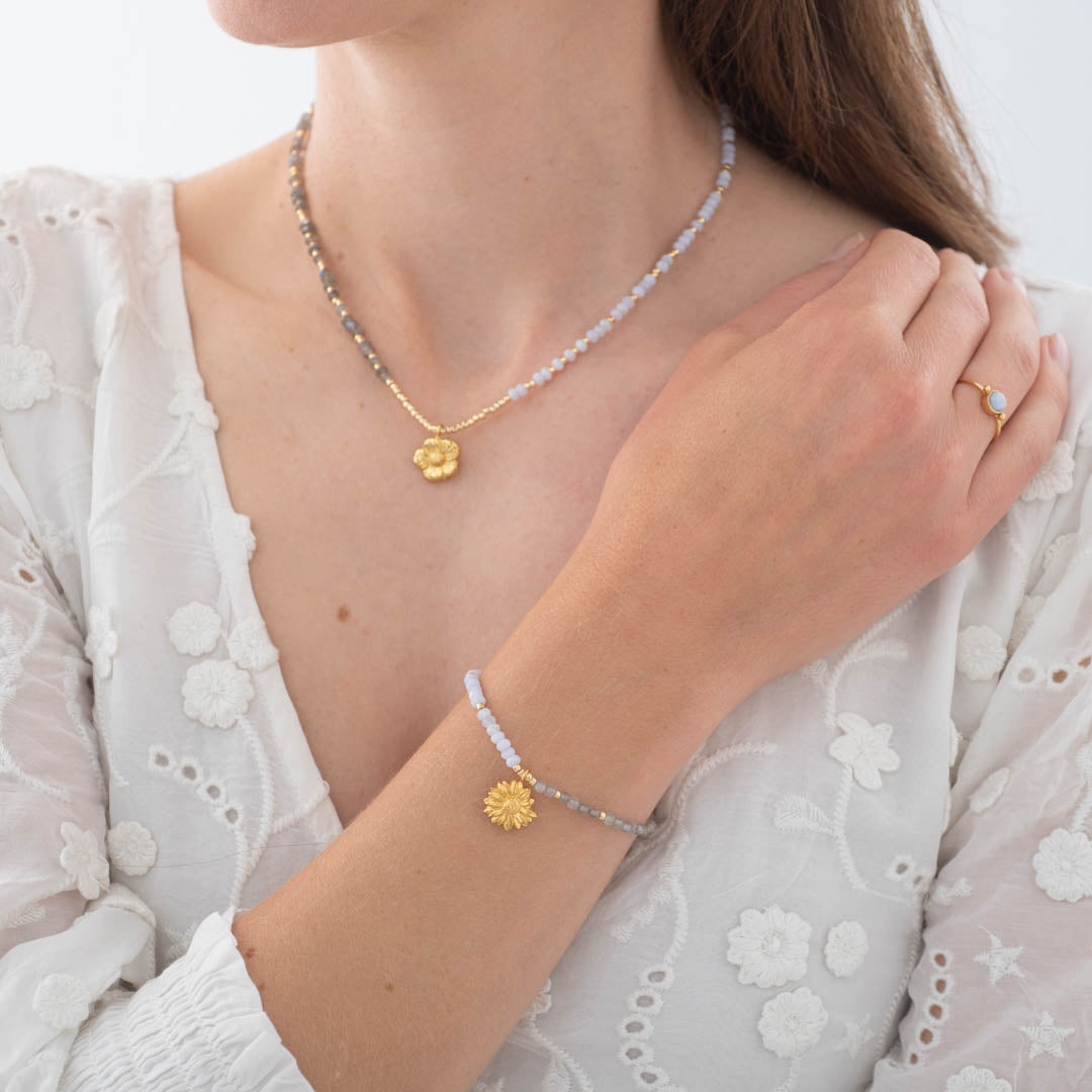 Ambition Labradoriet Blauwe Agaat Goudkleurige Ketting