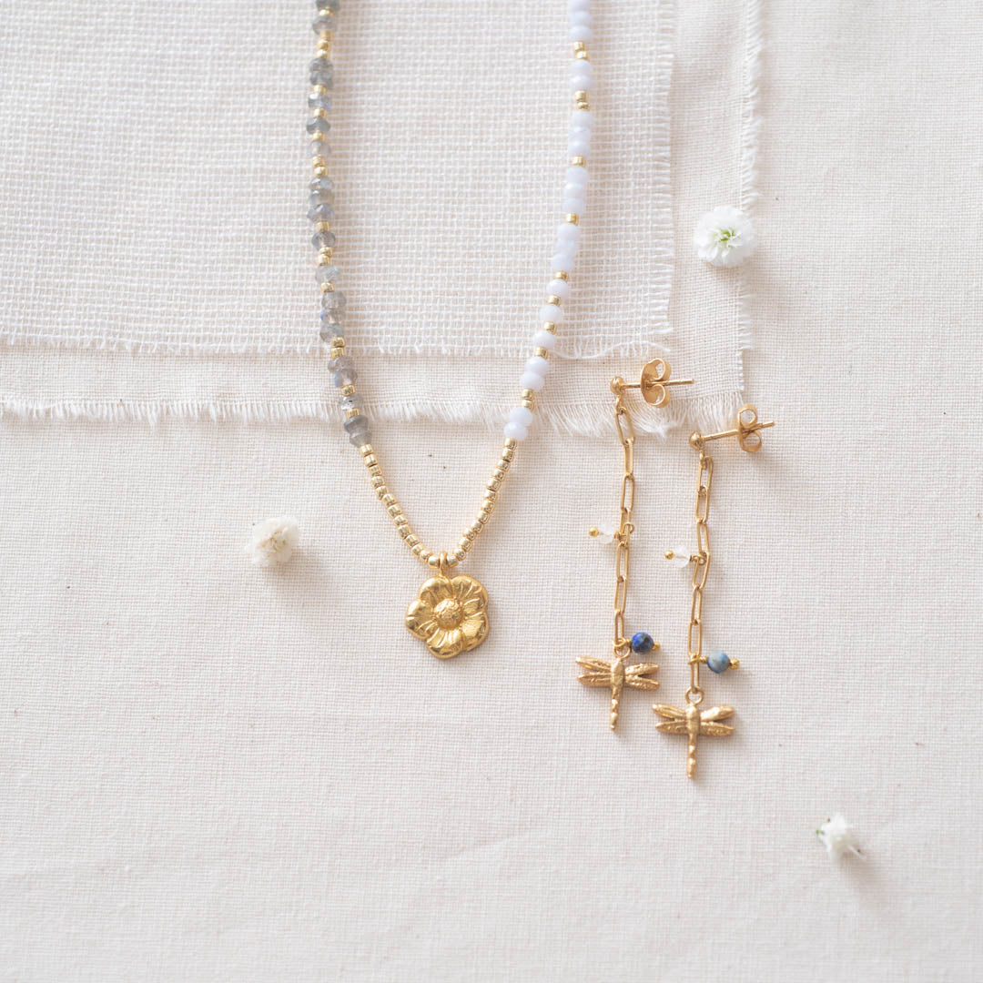 Ambition Labradoriet Blauwe Agaat Goudkleurige Ketting