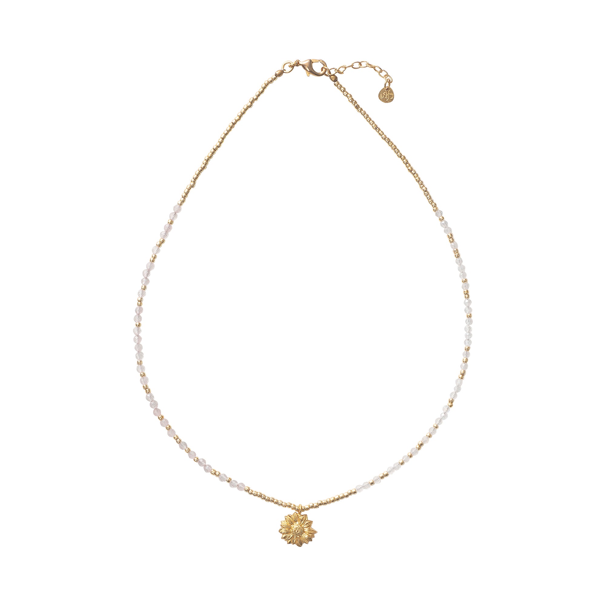 Ambition Rosenquarz Mondstein goldfarbige Halskette