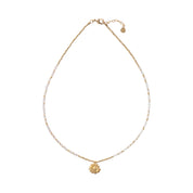 Ambition Rosenquarz Mondstein goldfarbige Halskette