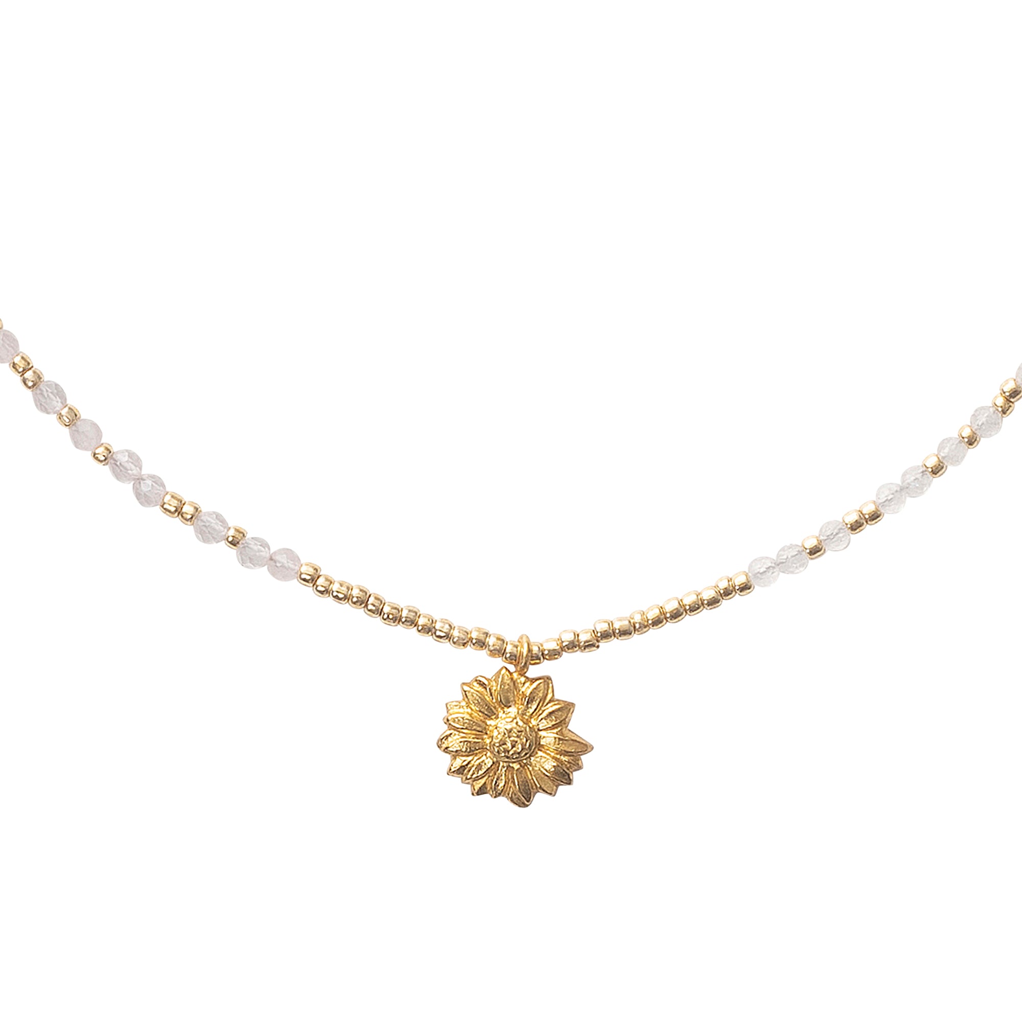 Ambition Rosenquarz Mondstein goldfarbige Halskette